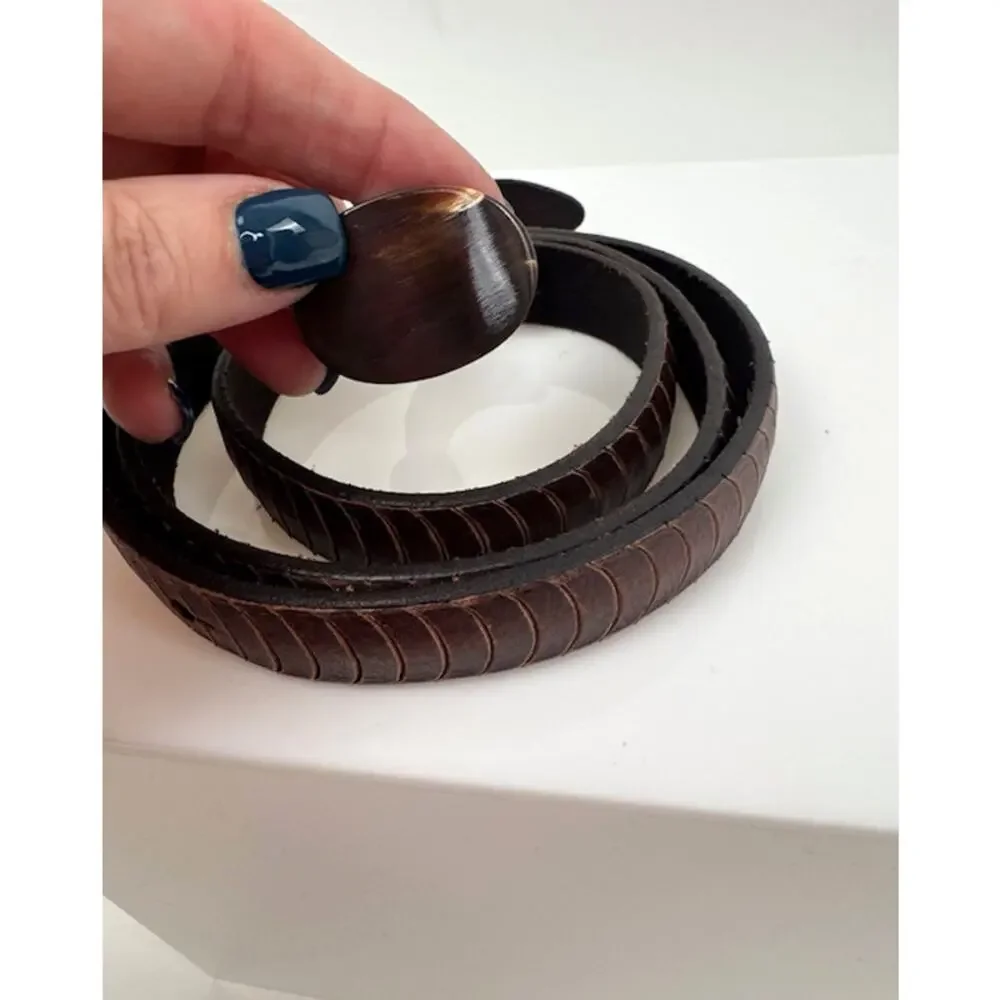 Brunello Cucinelli Brown Leather Genuine Horn Buckle 1